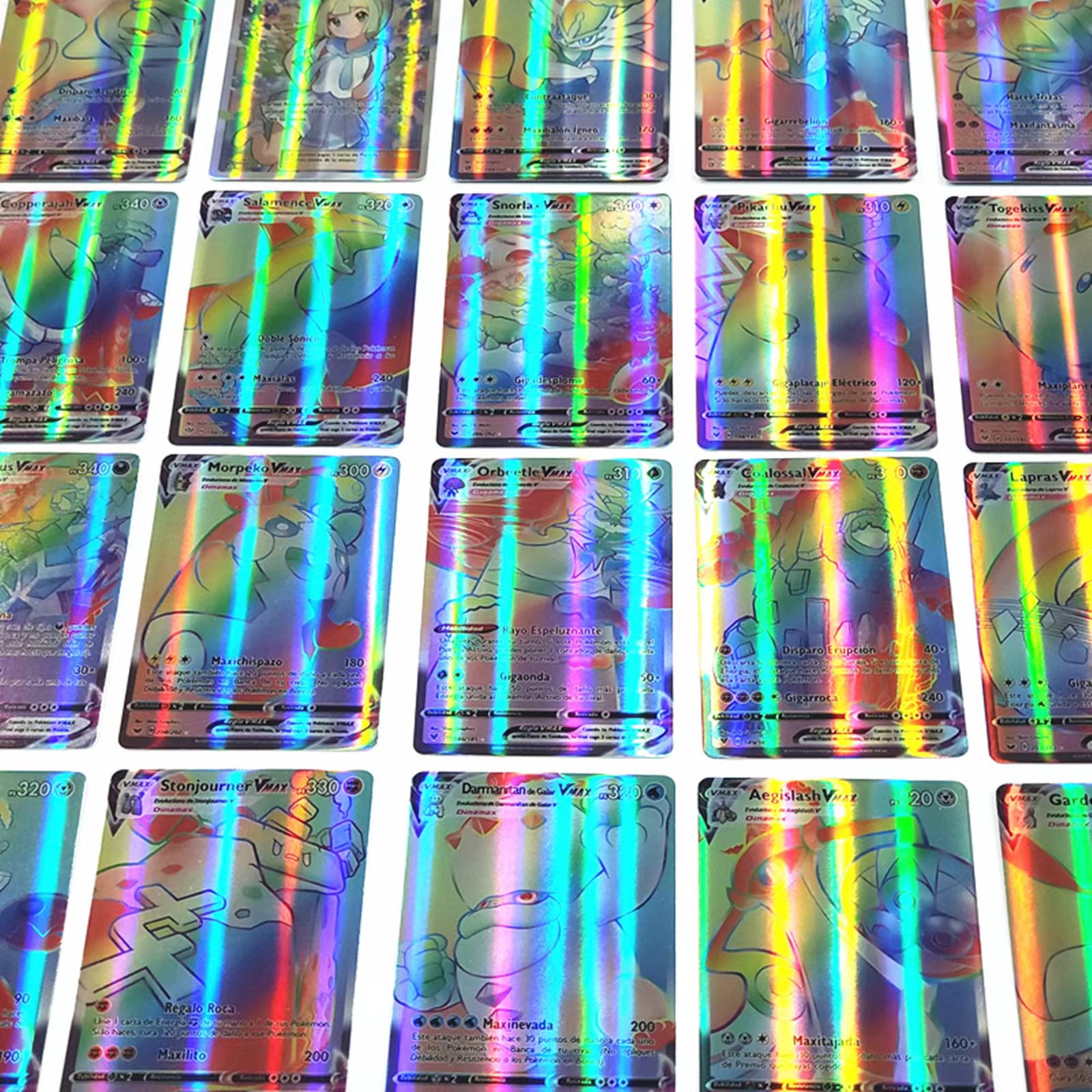 Cartas de Pokémon en español, francés, inglés, alemán e italiano, 5-300 piezas, con 300 G x 300 V Max VMAX 100