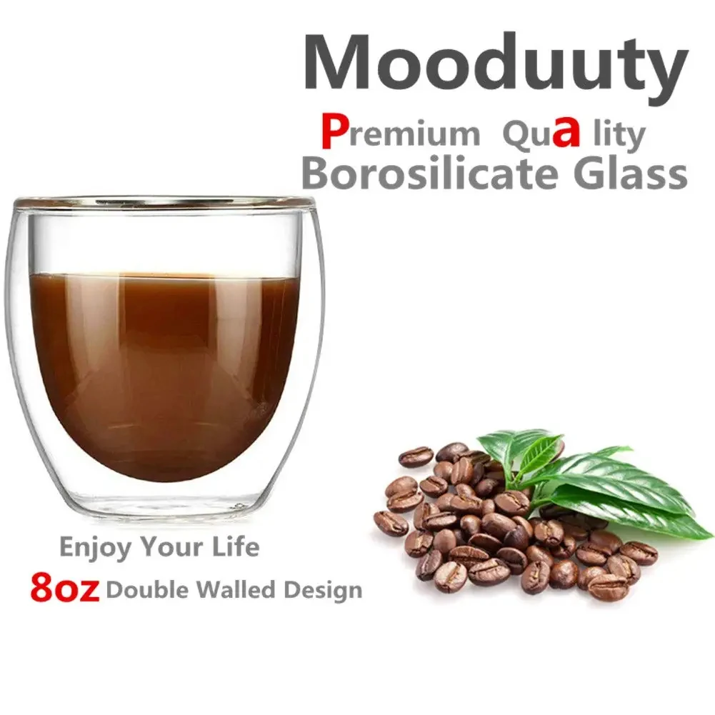 6 Stück doppelwandige Glastasse, 80 ml, niedliche Tassen, Kaffeetassen, Trinkgläser für Getränke, personalisierte Tasse, Bier, Teetassen-Set