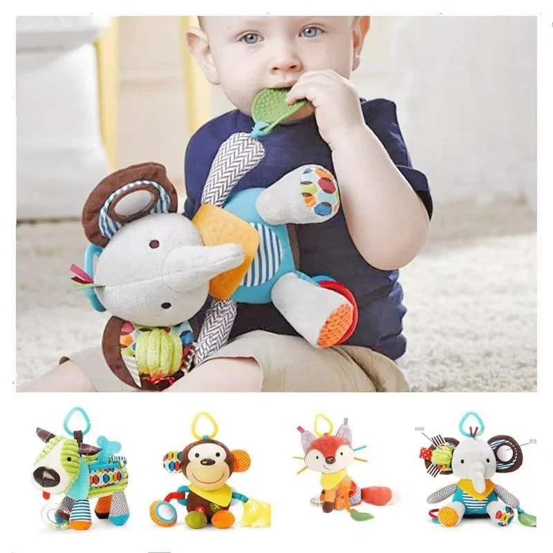 Montessori ของเล่นเด็ก Kawaii Soft Plush ตุ๊กตาสัตว์รถเข็นเด็กจี้ของเล่นสําหรับทารกแรกเกิดเด็กวัยหัดเดินของขวัญวันเกิด