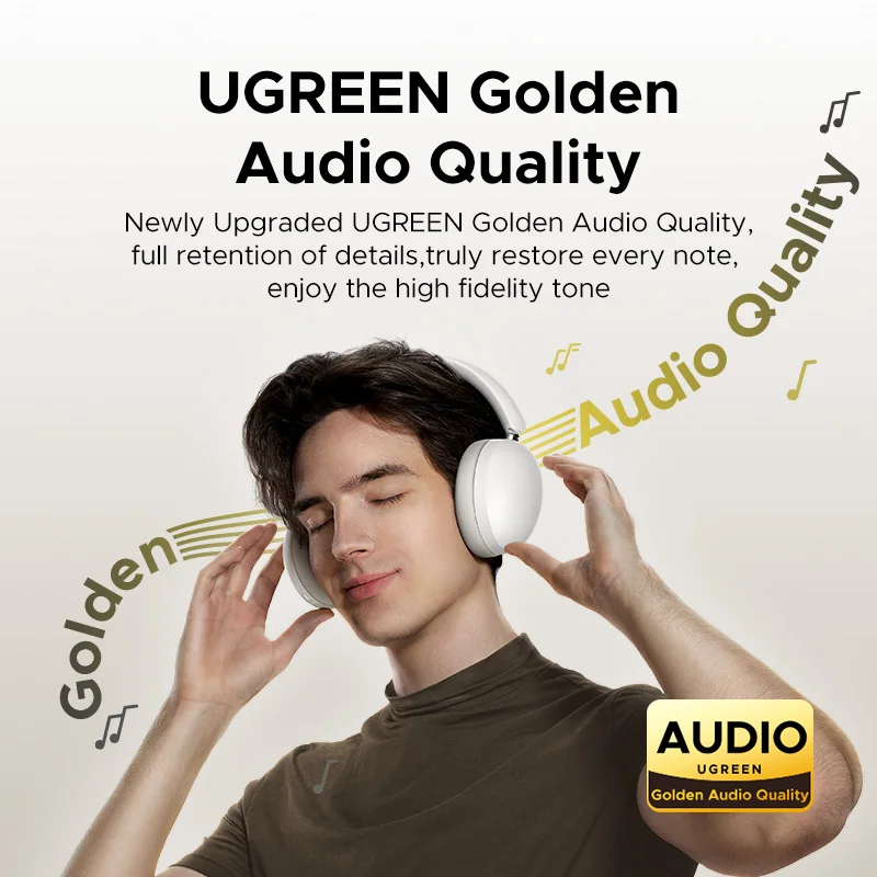 UGREEN Studio Max2 Auriculares inalámbricos Bluetooth, 80 horas de reproducción, auriculares estéreo HiFi sobre la oreja con micrófono, Bluetooth 5.4