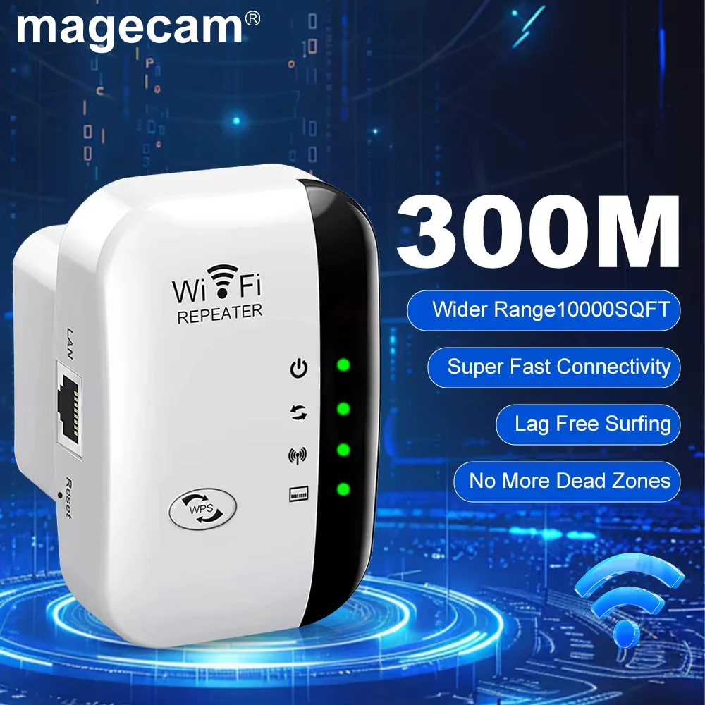 Magecam 300 Mbps draadloze WiFi-repeater WiFi Range Extender Draadloos 4 statuslicht Internet Repeater Lange afstandsversterker