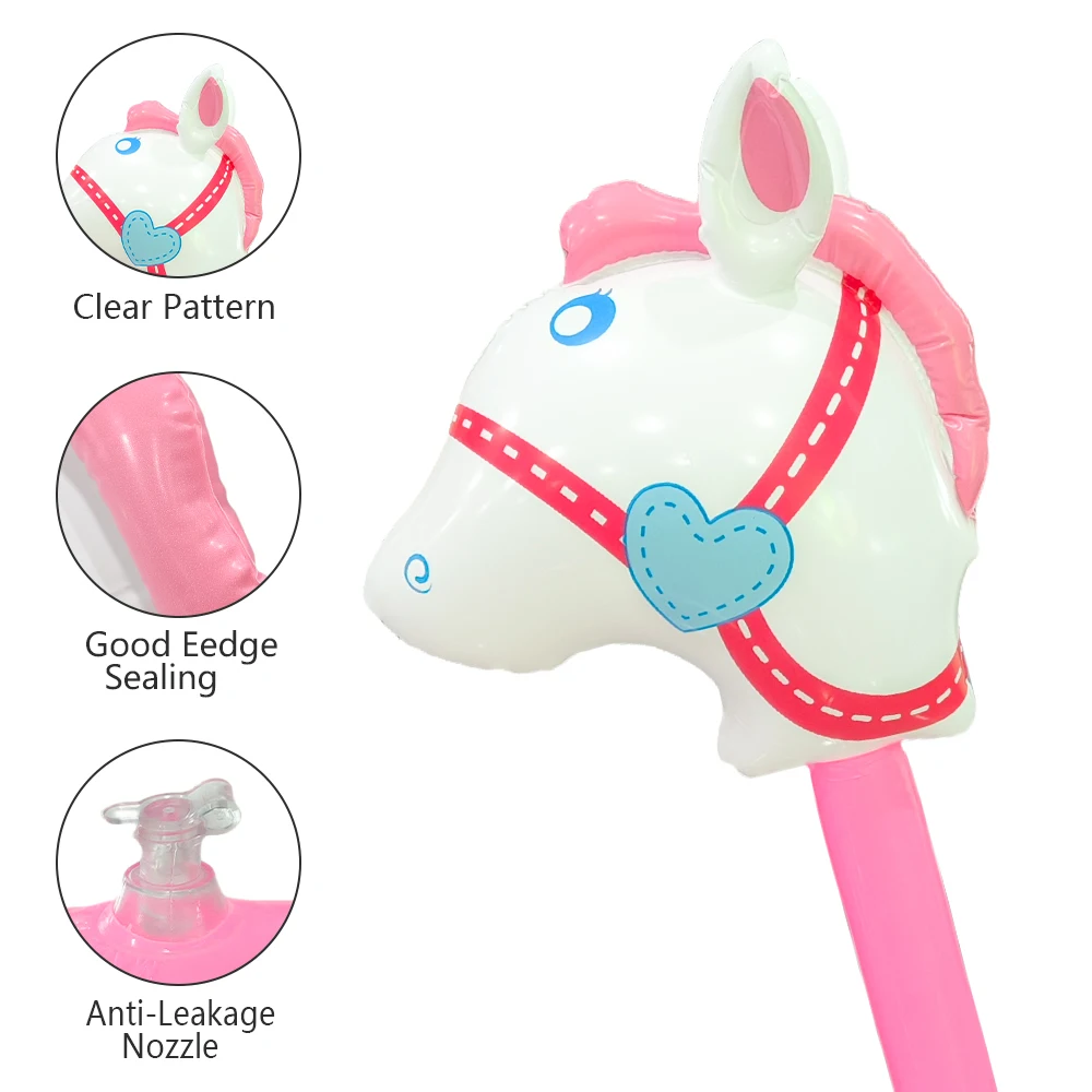 Varas infláveis de cabeça de cavalo, 4 unidades, material pvc, decoração de jogo de festa, varas infláveis, varinha de cabeça de animal festiva