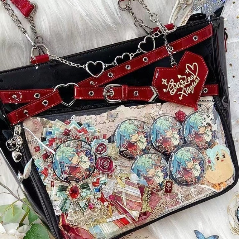 Neue Original Spicy Girl Cool Ita Tasche Große Kapazität Transparente Schmerz Schicht Umhängetasche Liebe Kette Ulzzang Schulter Tasche