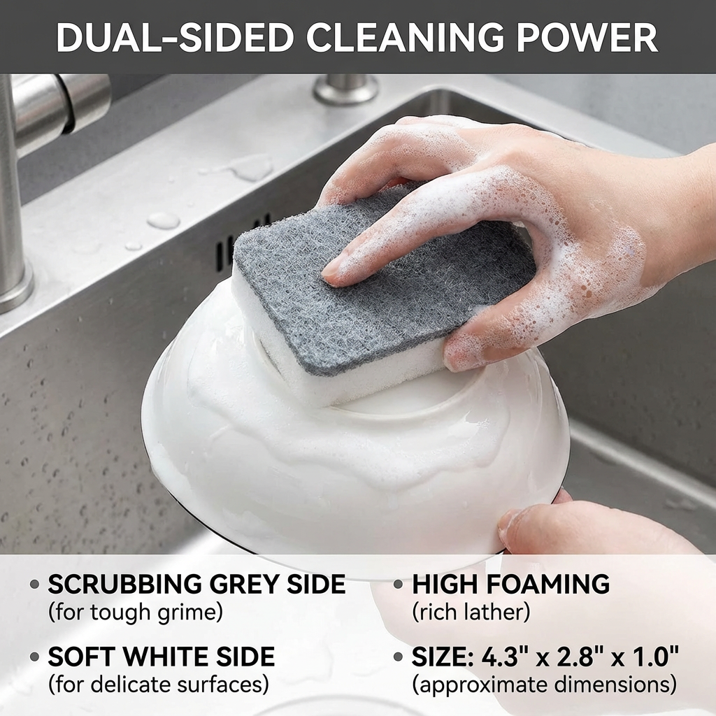 20pcs Pan Pot Cleaning Kit - Double-sided Sponge Scouring Pads for Kitchen Washing & Maintenance