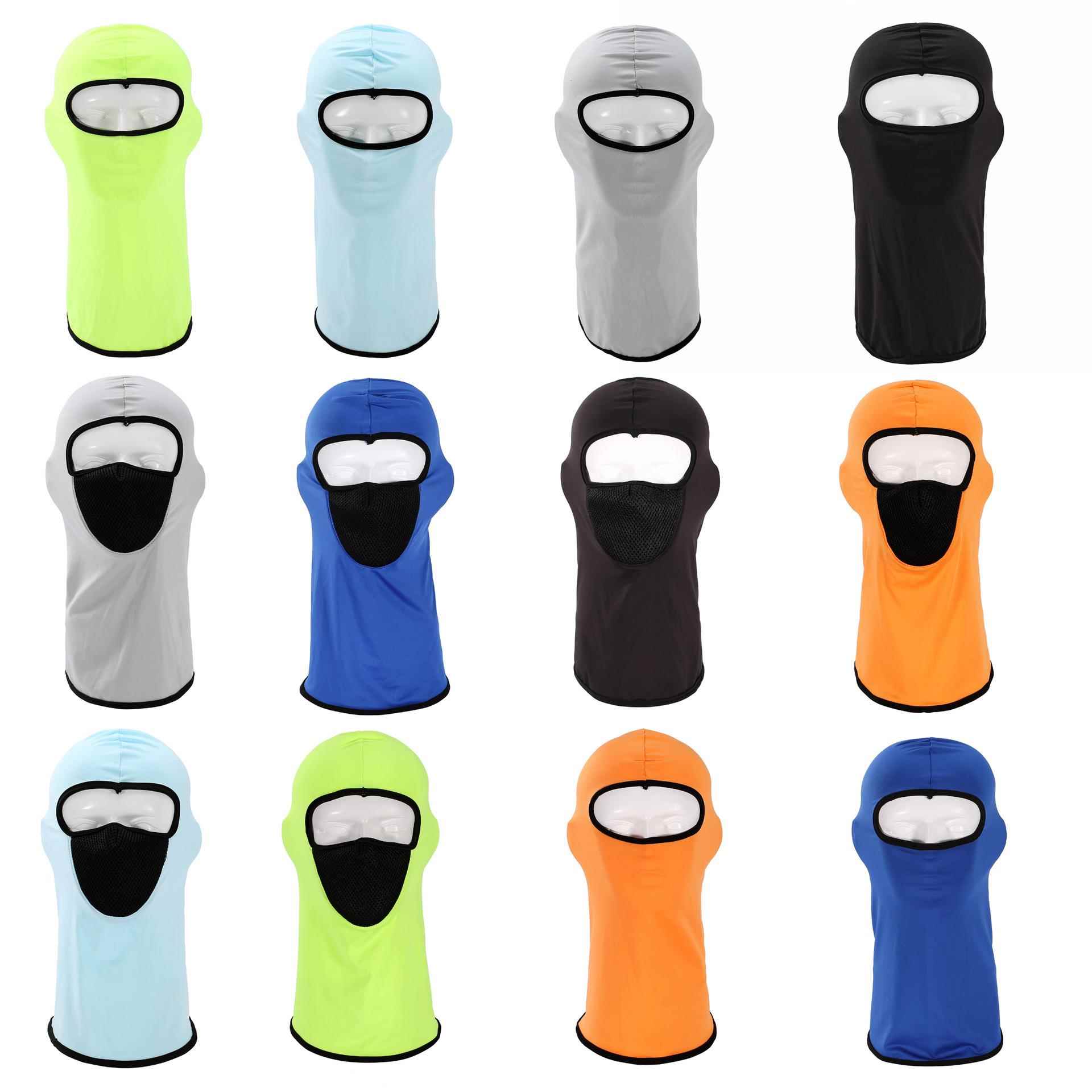 Black Ice Silk Motorcycle Riding Hat Men's Full Face Windproof Sun Protection Head Cover Comfortable Breathable Helmet Mask