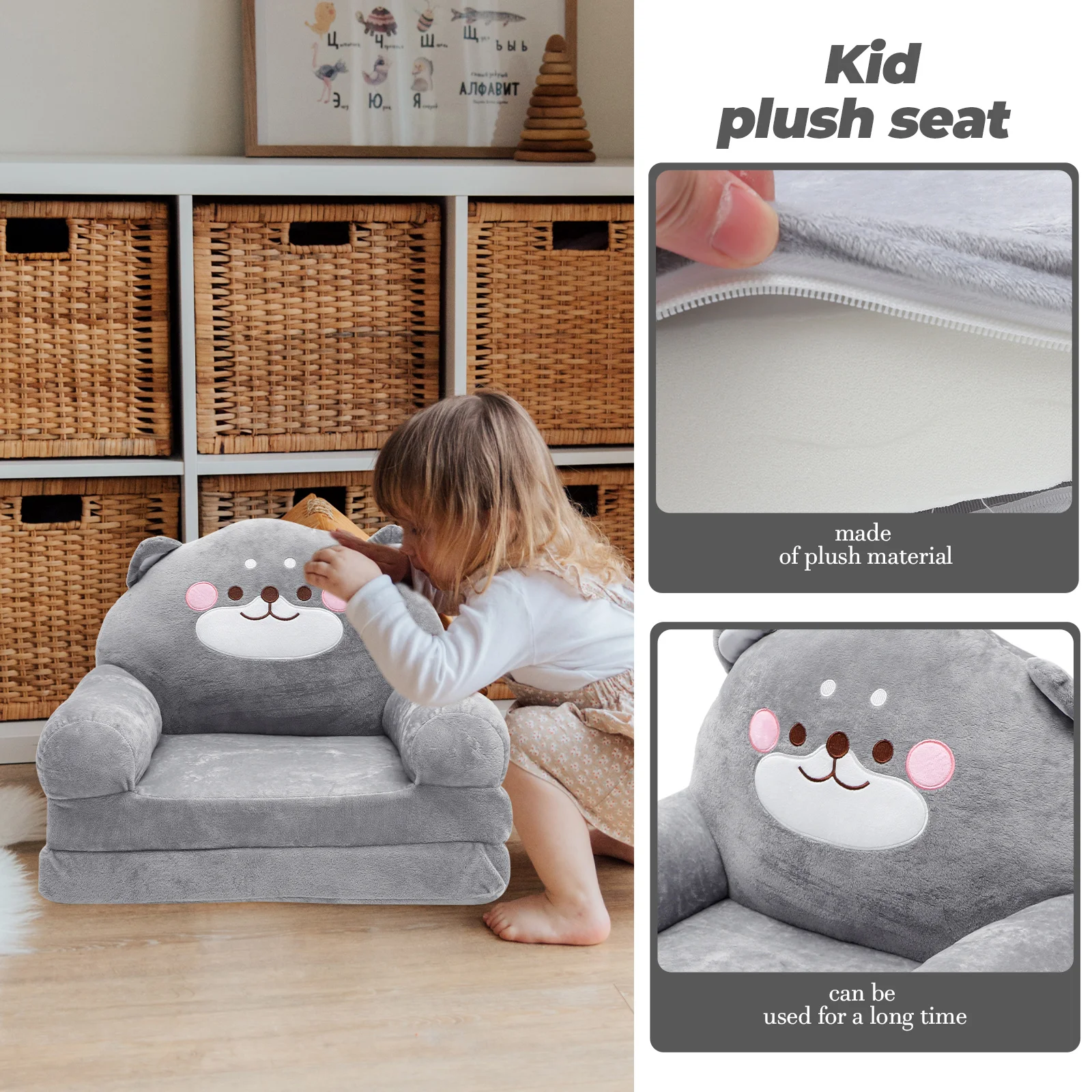 Sofá dobrável em formato de elefante, sofá para crianças, cadeira de pelúcia, assento para quarto infantil, desenho animado, móveis para berçário infantil