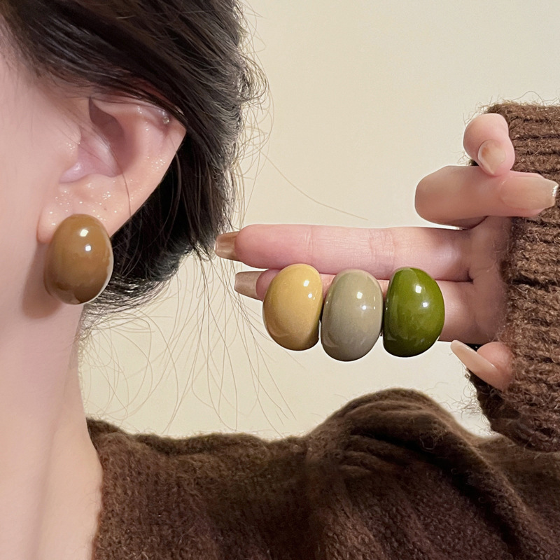 Корейские полукруглые серьги-гвоздики из акриловой смолы для женщин, модные винтажные серьги, ювелирные аксессуары, подарки для вечеринок