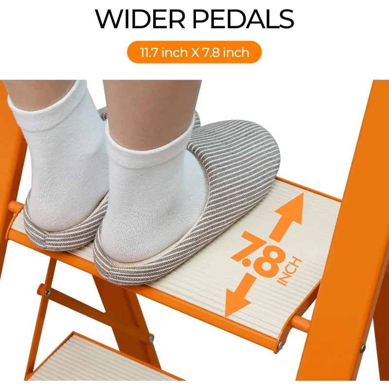 Step Stool 3 Step Ladder Lightweight Folding Step Stool Ladders for Home with Wide Anti-Slip Pedal Blanket Ladder Shelf