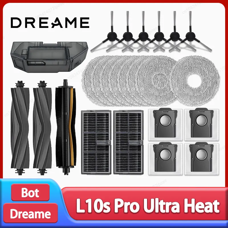 Dreame L10s Pro Ultra Heat / X30 Ultra Robot Vacuum Cleaner Accessories Main Side Brush Mop Cloth Hepa Filter Dust Bag Spare