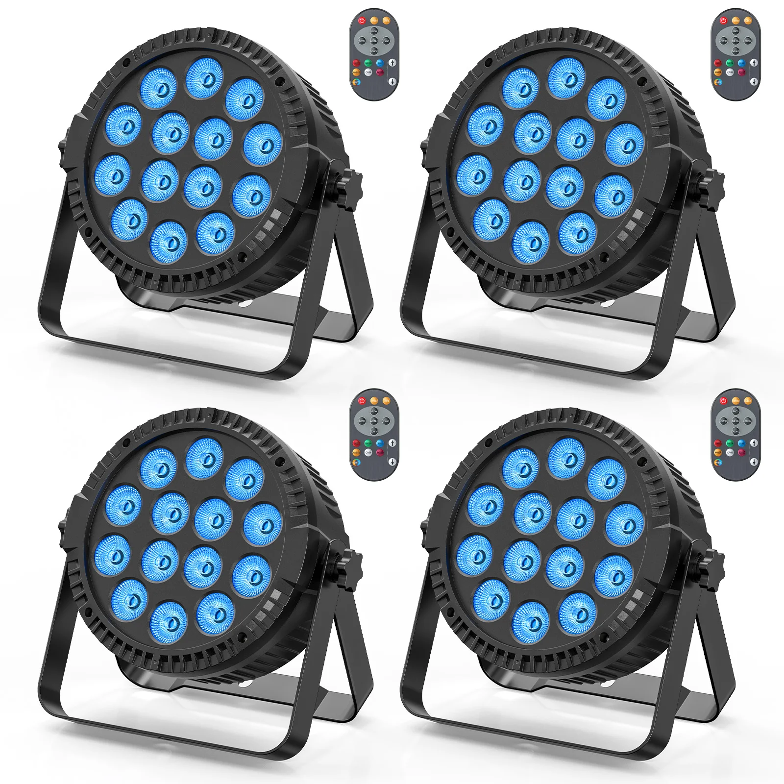 U'King 4 SZT. 80W Reflektor Par 4w1 RGBW 14 LED Światło Efektowe Sceniczne DMX512 Pilot Zdalnego Sterowania Płaskie Światło do KTV DJ Disco Bar Światło Sceniczne