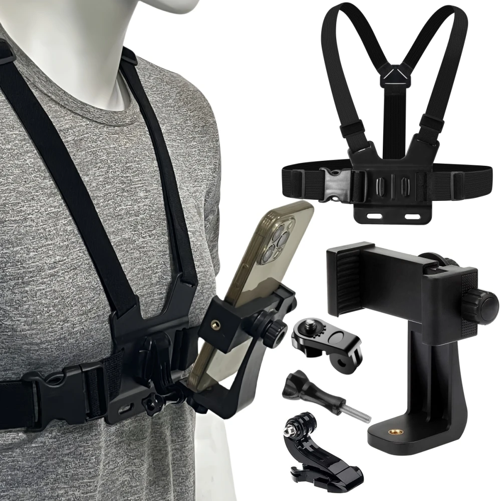 Cinto de montagem de cinta peitoral para iphone 14, suporte para smartphone móvel para gopro hero 13 12 11 10 9 dji câmera de ação, tiro ao vivo
