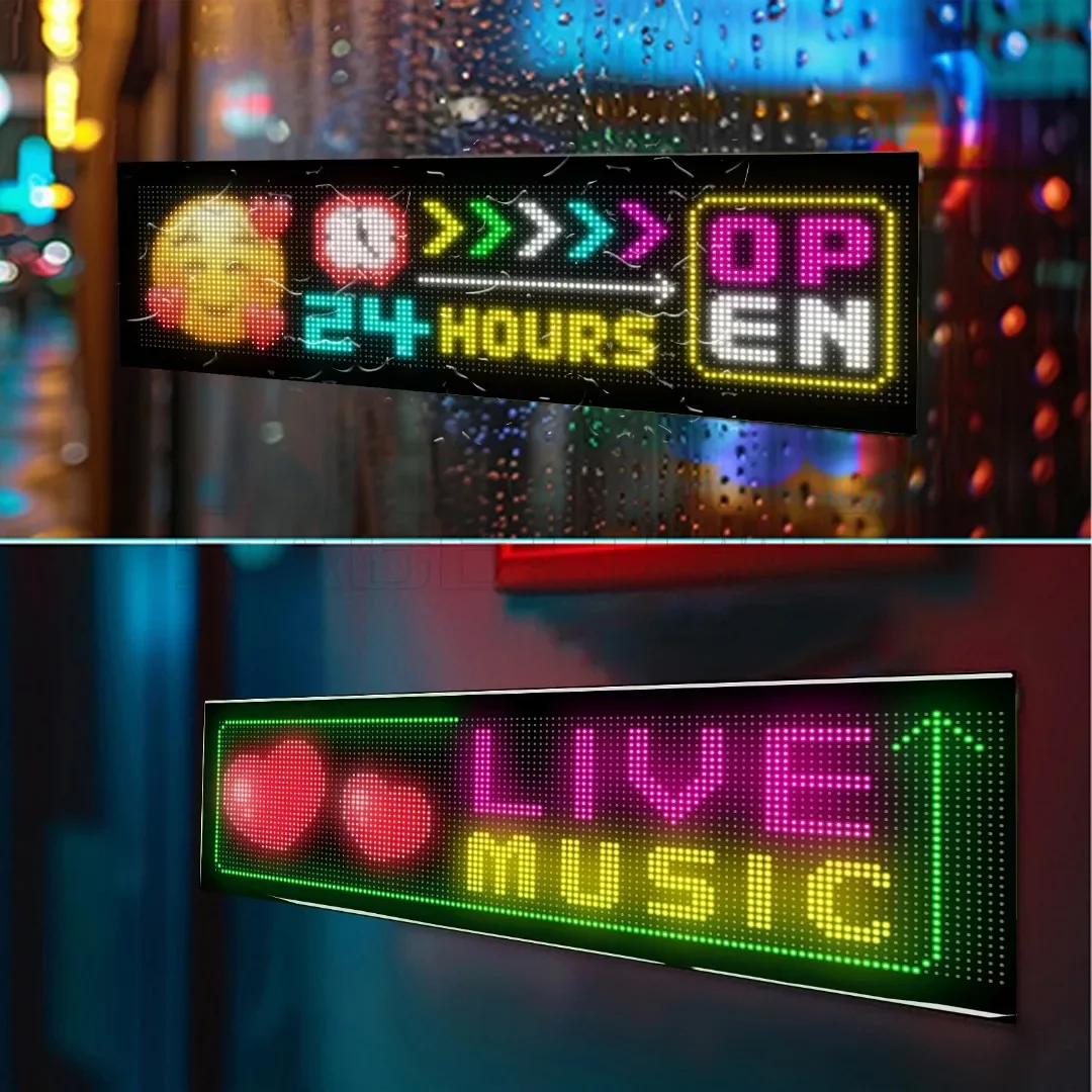 Zweireihiger Scroll-Display-Bildschirm, intelligente App, LED-Matrix-Panel, Licht, Auto, LKW, böse Augen, Schild, flexibel, programmierbar, Bar, Party