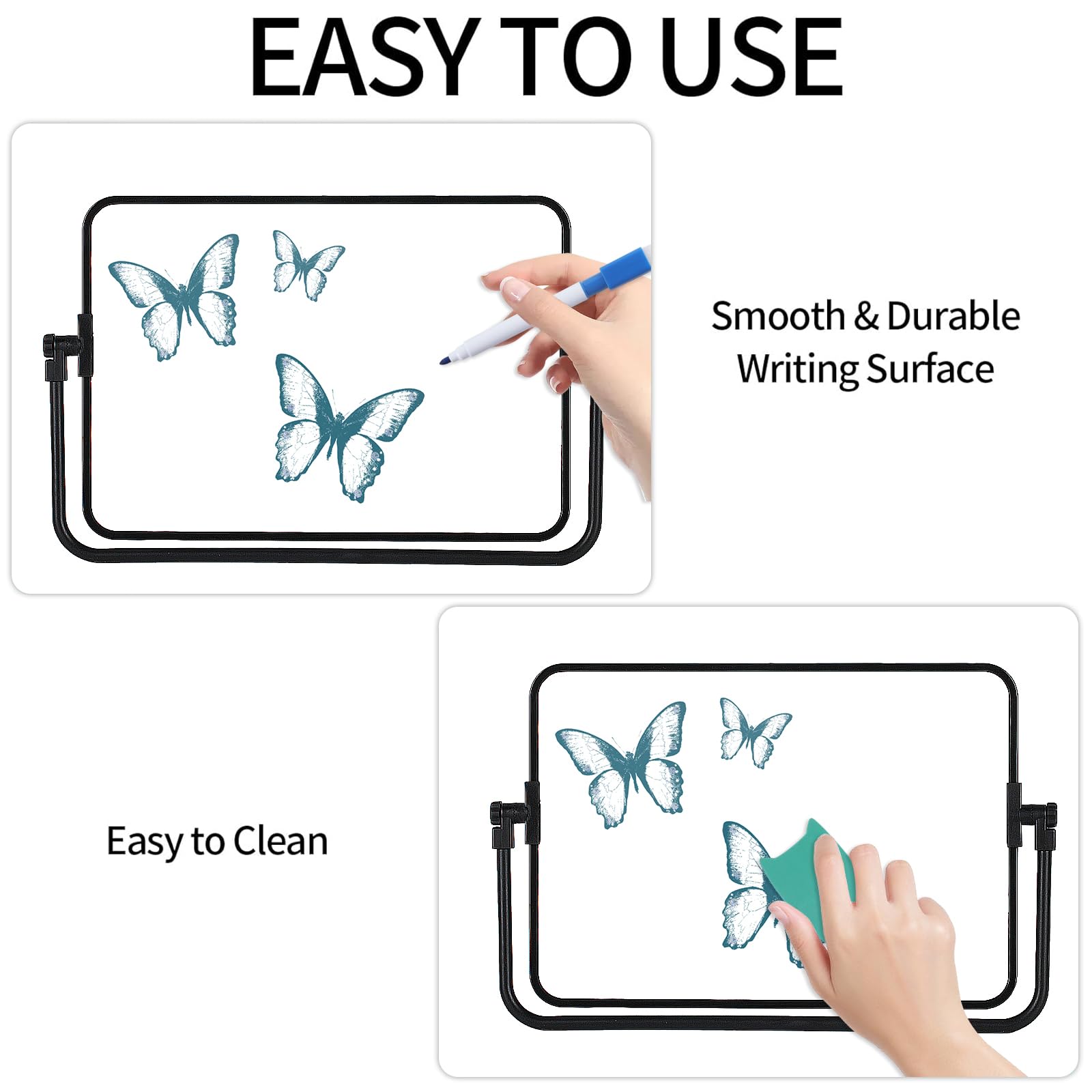 A4 Magnetic Whiteboard (30x21cm) - Double-Sided Dry Erase Board w/ Pens, Eraser & Magnets