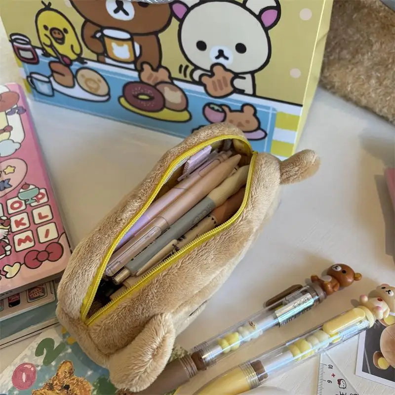 Kawaii Rilakkuma ดินสอสําหรับเด็กผู้หญิงน่ารักการ์ตูนหมีดินสอกระเป๋าปากกากระเป๋าเครื่องเขียนโรงเรียนของขวัญ Ins ร้อน