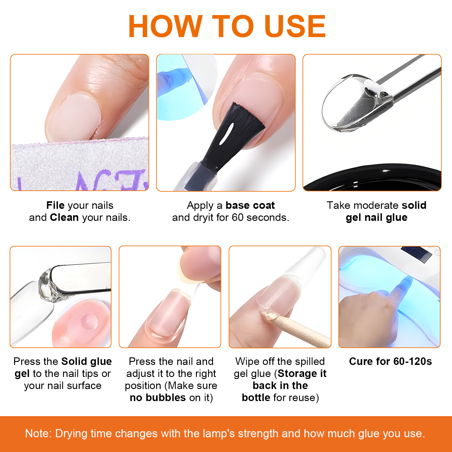 TWOING 8g Multifunctional Solid Nail Tips Gel - Non-Stick Hand Nail Gel Rhinestone Gel For DIY Manicure At Home Long Lasting