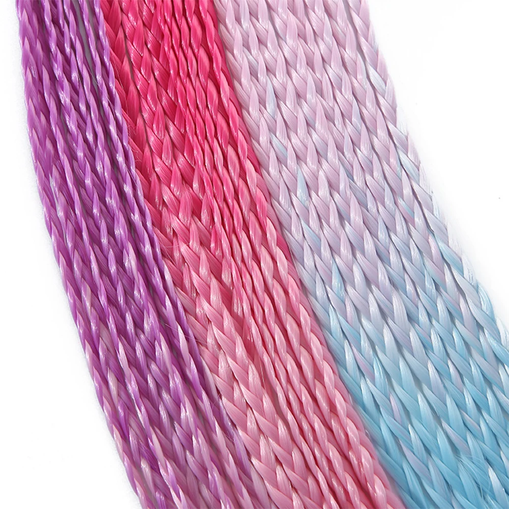 Azqueen extensões de rabo de cavalo trançado longo colorido sintético com faixa elástica arco-íris trança rabo de cavalo peruca para meninas crianças