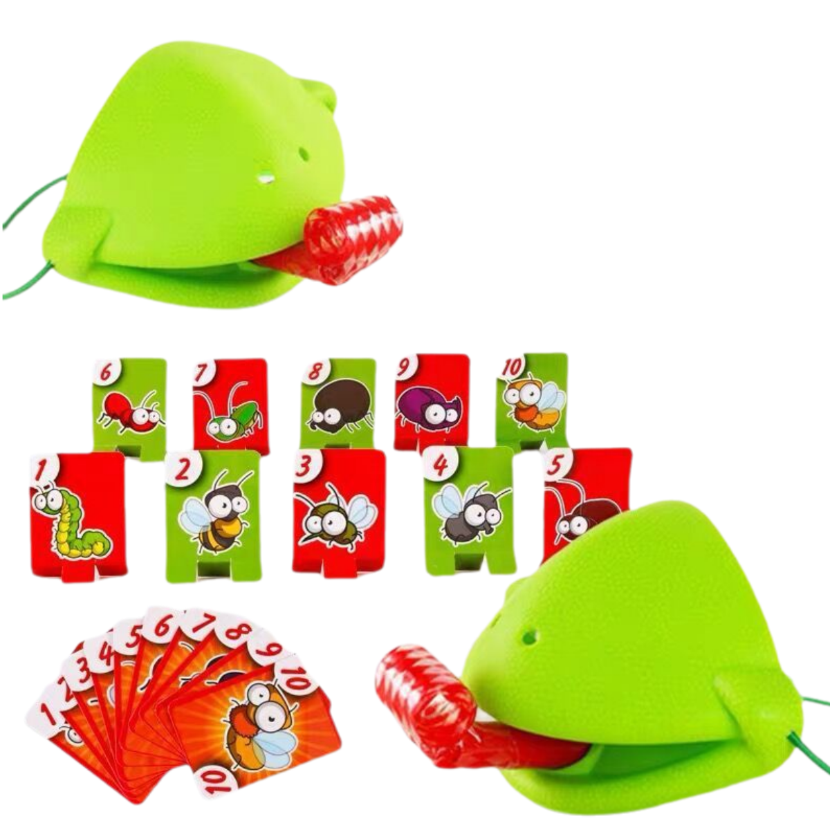 Frog Lizard Mask Board Game with Wagging Tongue Lick Cards Antistress Funny Desktop Puzzle Toy for Children Family Party