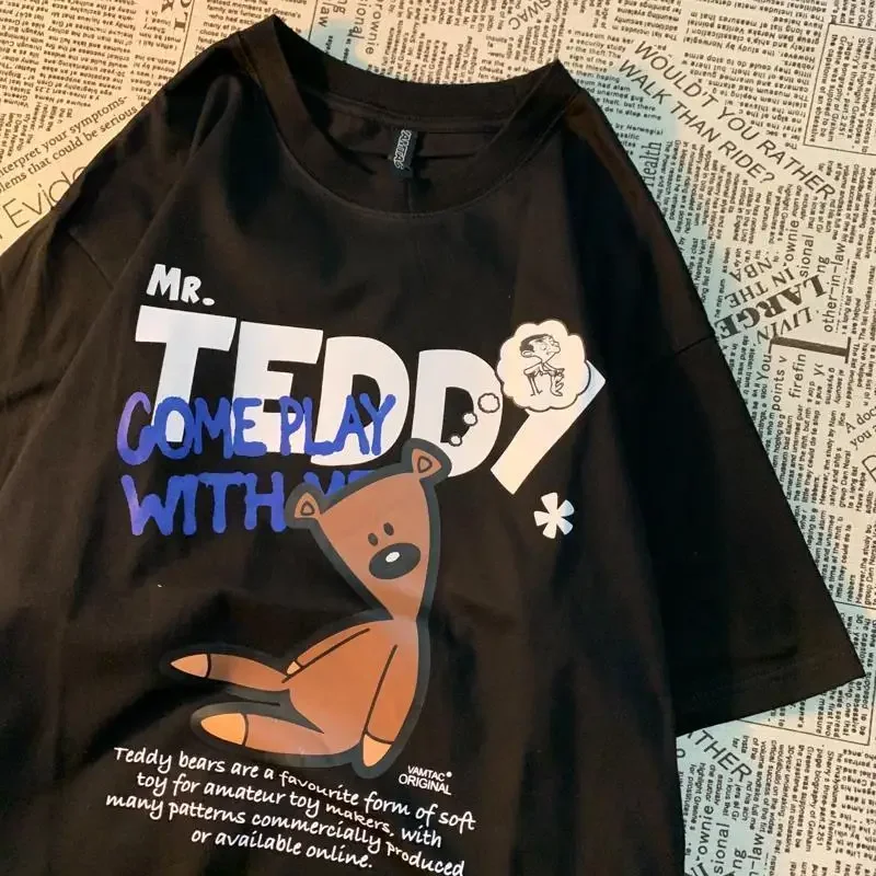 夏の女性のレタープリント特大半袖 Tシャツ男ヒップホップ半袖ストリートヴィンテージ Tシャツ服ルーズ Tシャツ