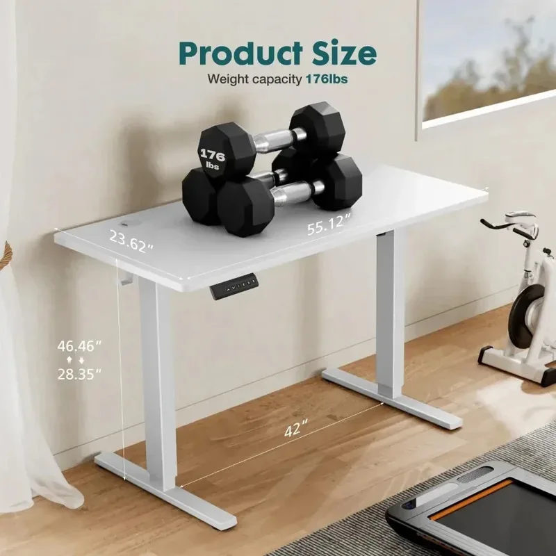 Computer Desk Table for Laptop Bed 55 X 24 Inch Ergonomic Adjustable Desk Stand With Memory Preset Modern Style Writing Gaming
