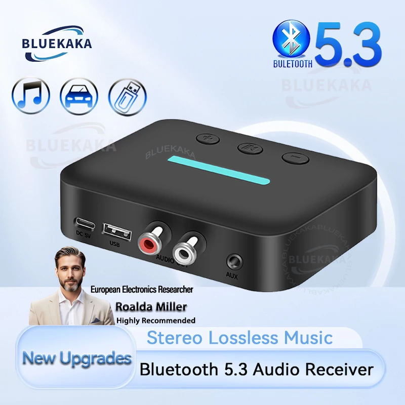 Nuovi aggiornamenti USB Bluetooth 5.3 Adattatore ricevitore audio stereo wireless Musica 3.5mm AUX R/L RCA Supporto riproduzione U-Disk Altoparlante da tavolo Amplificatore per kit auto