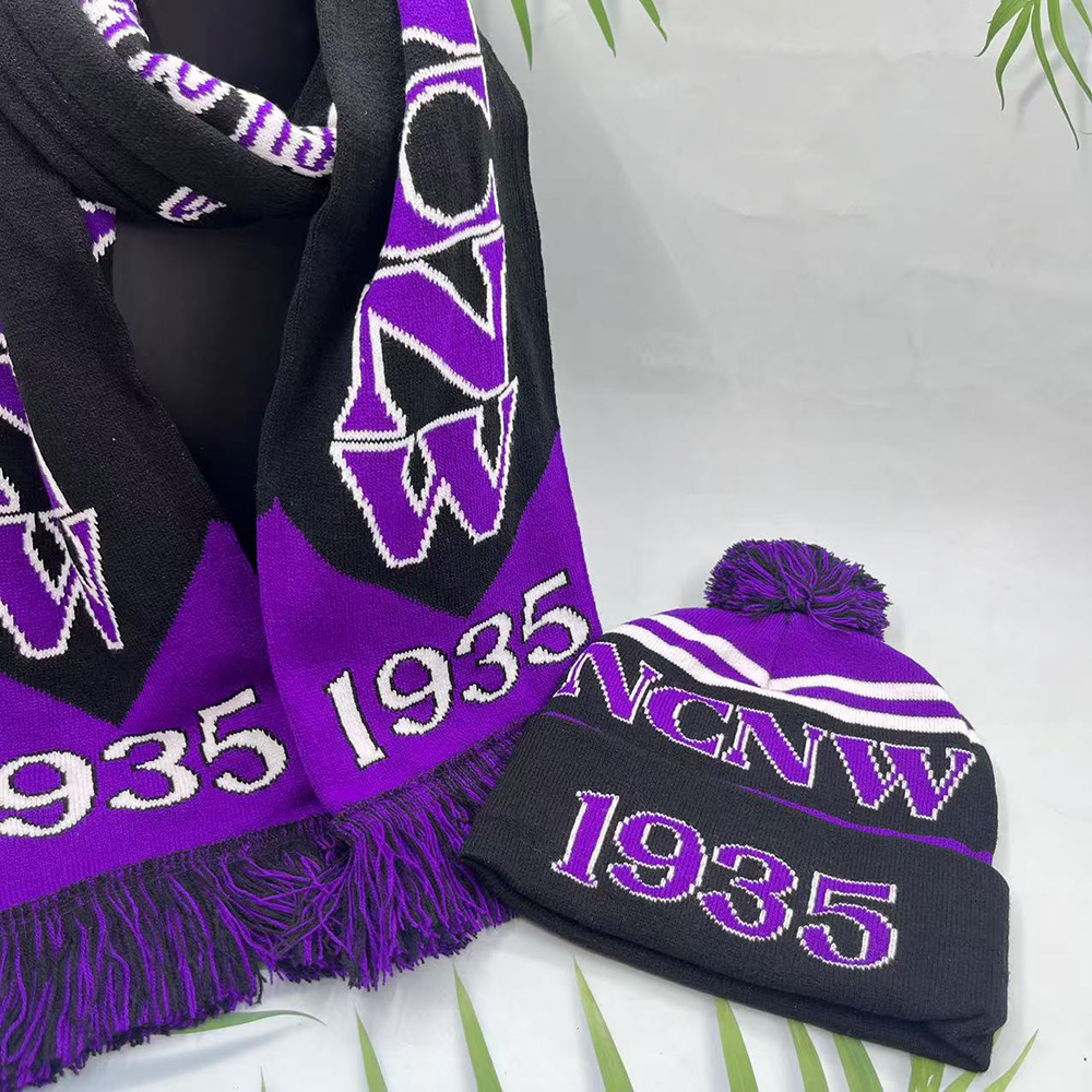 2025 Greek University Club Gathering NCNW 1935 Purple Black Scarf Hat Set