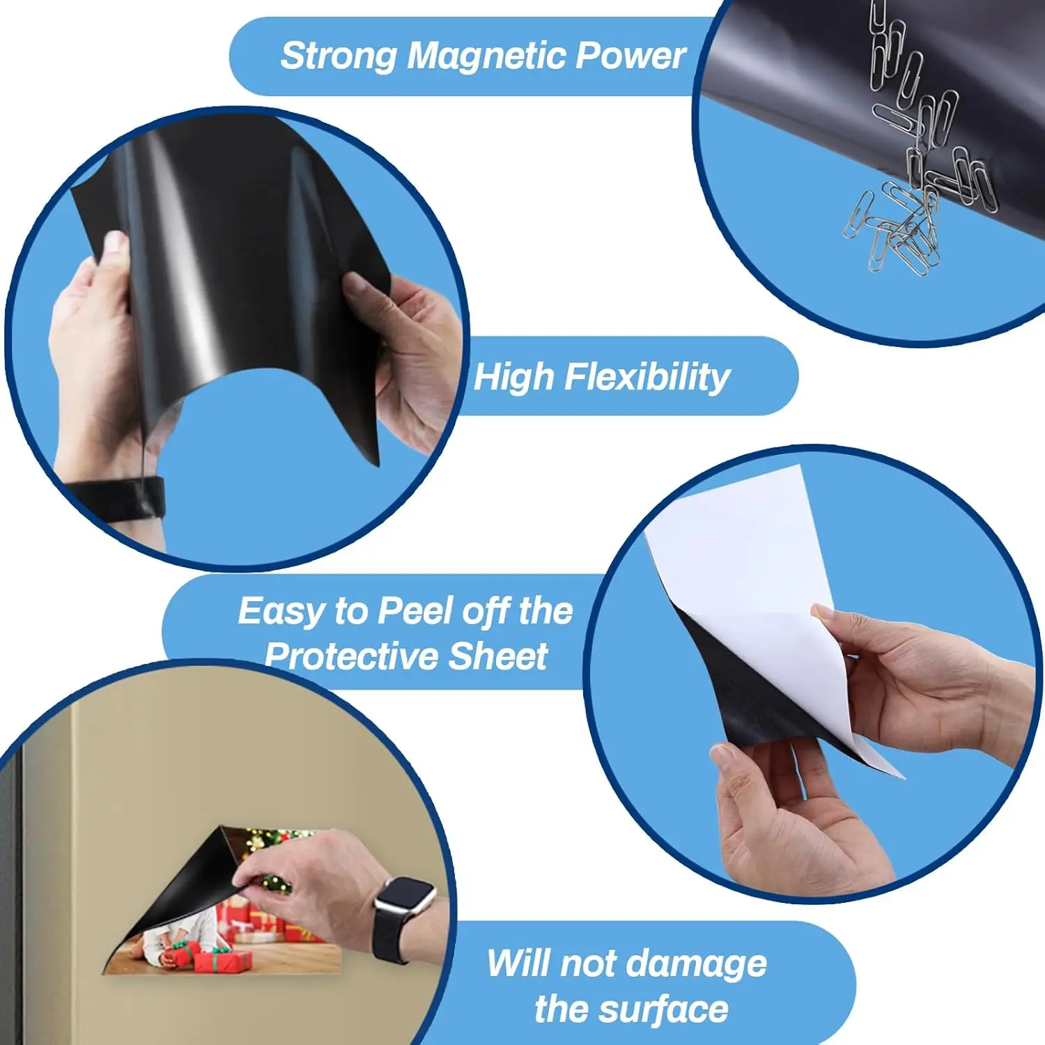 A4 10 Pack 8.3"x11.7" Picture Size, Magnetic Sheets with Adhesive Backing, Photo Magnets for Refrigerator, Sticky Magnet Sheet