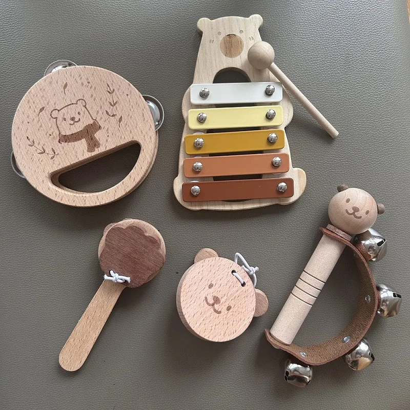 Instrumentos musicales de madera para bebés, juguetes para niños en edad preescolar, juguetes Montessori, juego para niños, juguetes musicales interactivos, juguetes educativos