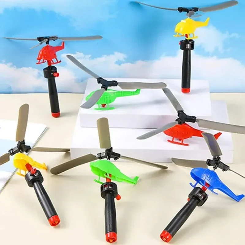 1/3/6 PCS Divertimento Sport All'aria Aperta Giocattoli Volanti Maniglia Tirare Filo Aerei Giocattoli Giocattolo Volante Elicottero per I Bambini Elicottero Rotante regalo