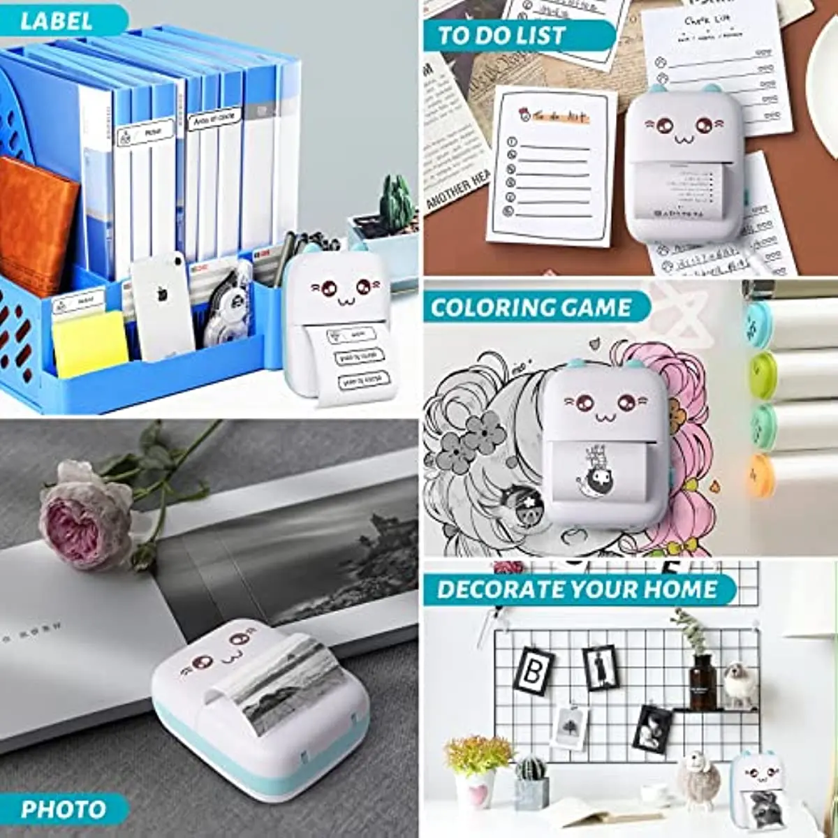 Mini kieszonkowa drukarka fotograficzna przenośna bez atramentu termiczna naklejka 57mm papier Trans bezprzewodowy BT 200dpi Android IOS maszyna drukarska