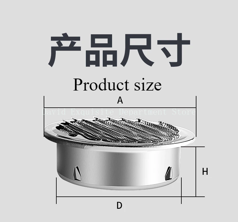 Grade de ventilação de aço inoxidável, 70-200mm, exaustor, tubo de escape, ventilação de parede externa, grelha de ventilação, tampas redondas pretas