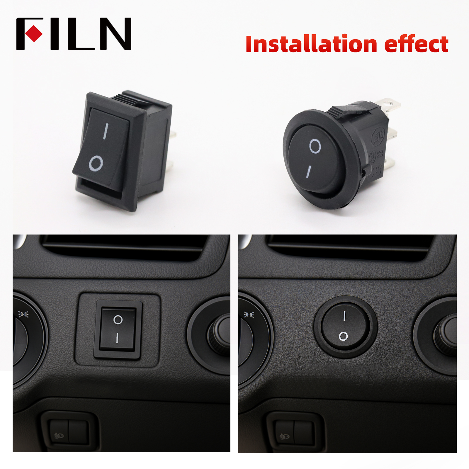 FILM KCD1-101 MRS-101 2-poliger Ein-/Aus-Mini-Wippschalter 21 x 15 mm 6 A 250 VAC 10 A 125 VAC Snap-in für einfache Installation