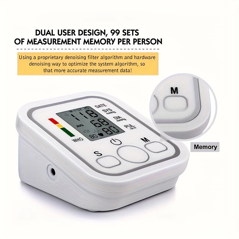 Monitor medico professionale per la pressione arteriosa Display a LED Monitor automatico per la parte superiore del braccio Sfigmomanomete BP con polsino regolabile Adul