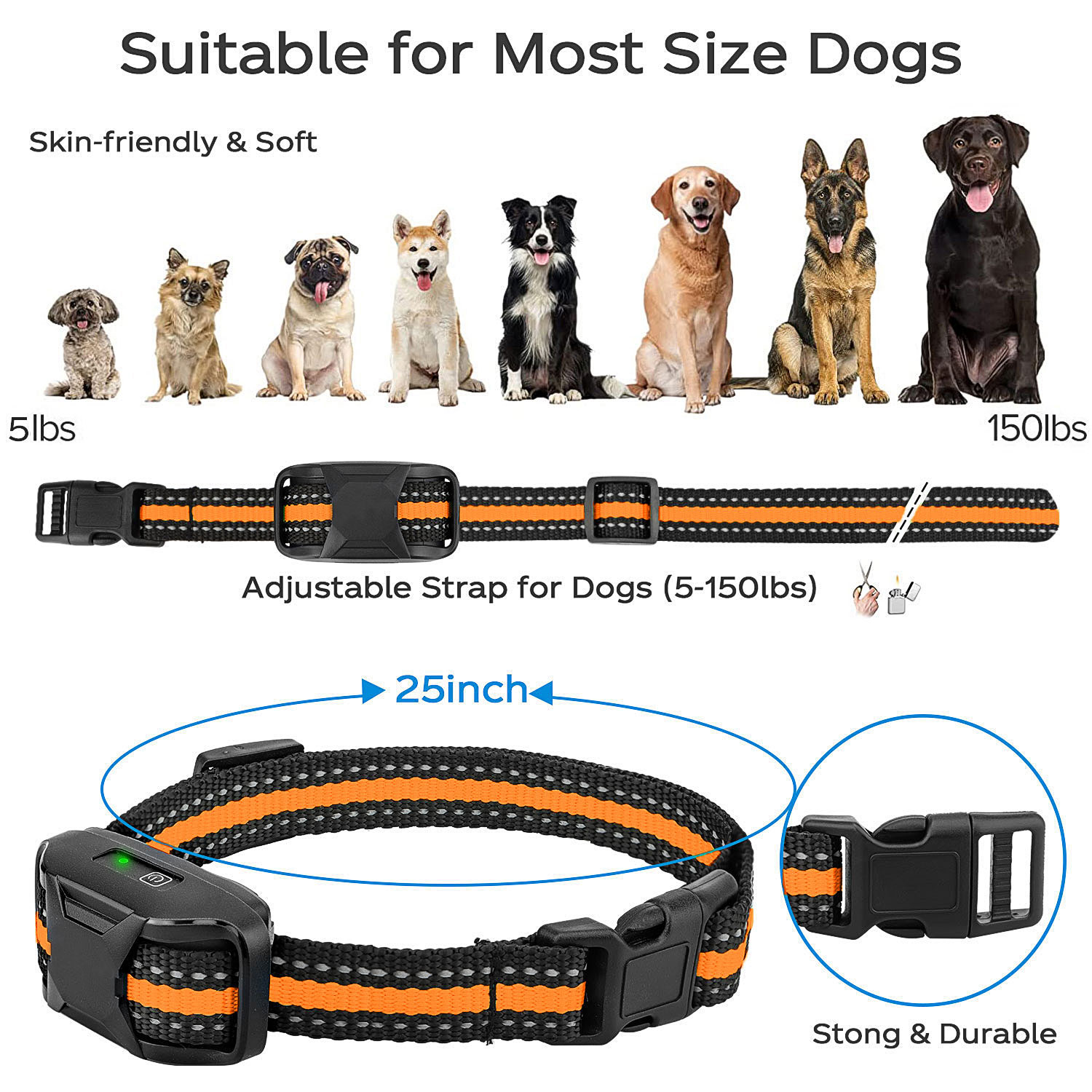 Collar de entrenamiento para perros de 3300 pies con control remoto, recargable, resistente al agua, con pitido, vibración, choque, entrenamiento de mascotas de alta calidad