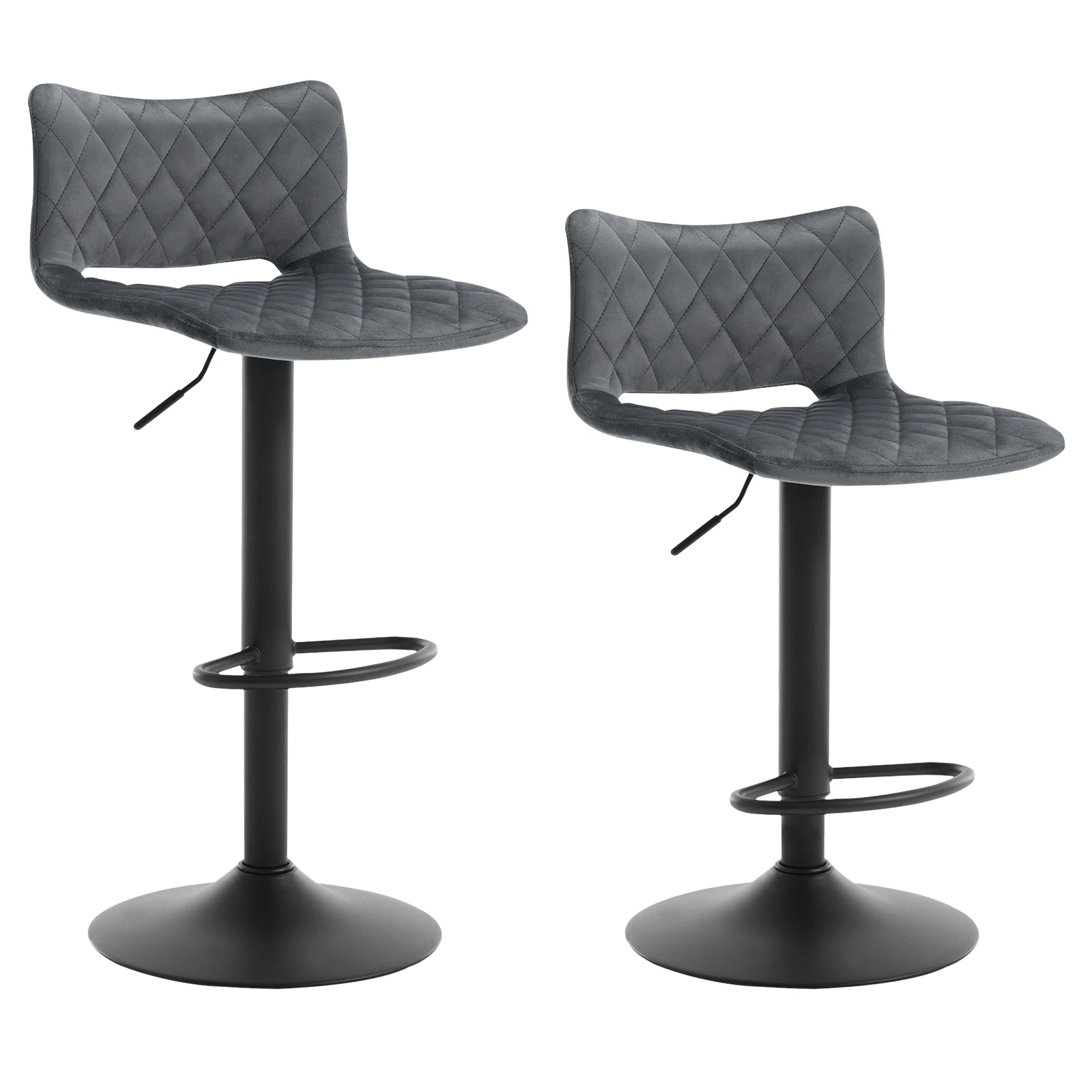WOLTU 2 unids/set taburetes de Bar de terciopelo taburetes de cocina ajustables en altura respaldo reposapiés taburete de mostrador sillas para Bistro Bar en casa