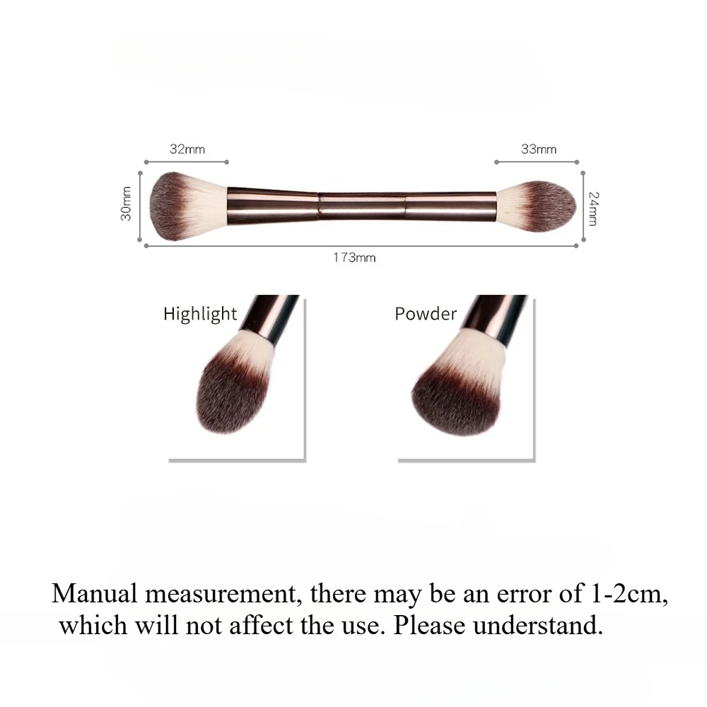 Brocha de maquillaje de doble cabezal, pelo de fibra suave, resalta y diseño de moda, brocha facial versátil para una aplicación precisa