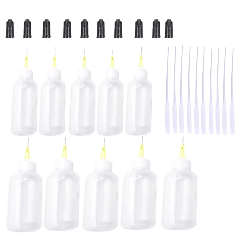 Dispensers Applicator Kit Plastic Squeeze BottlessDropping Tube Nozzle and Blunt Tip Needle  etc Works for Liquid Glue and Ink