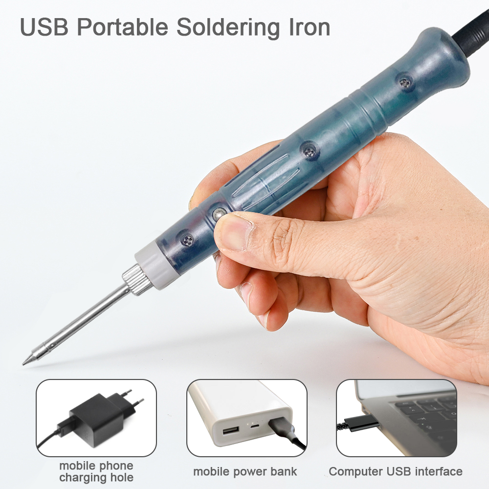 Ferro de solda usb portátil, ferramentas de aquecimento elétrico profissional, luz indicadora de retrabalho, pistola de soldagem, ferramenta de reparo ao ar livre