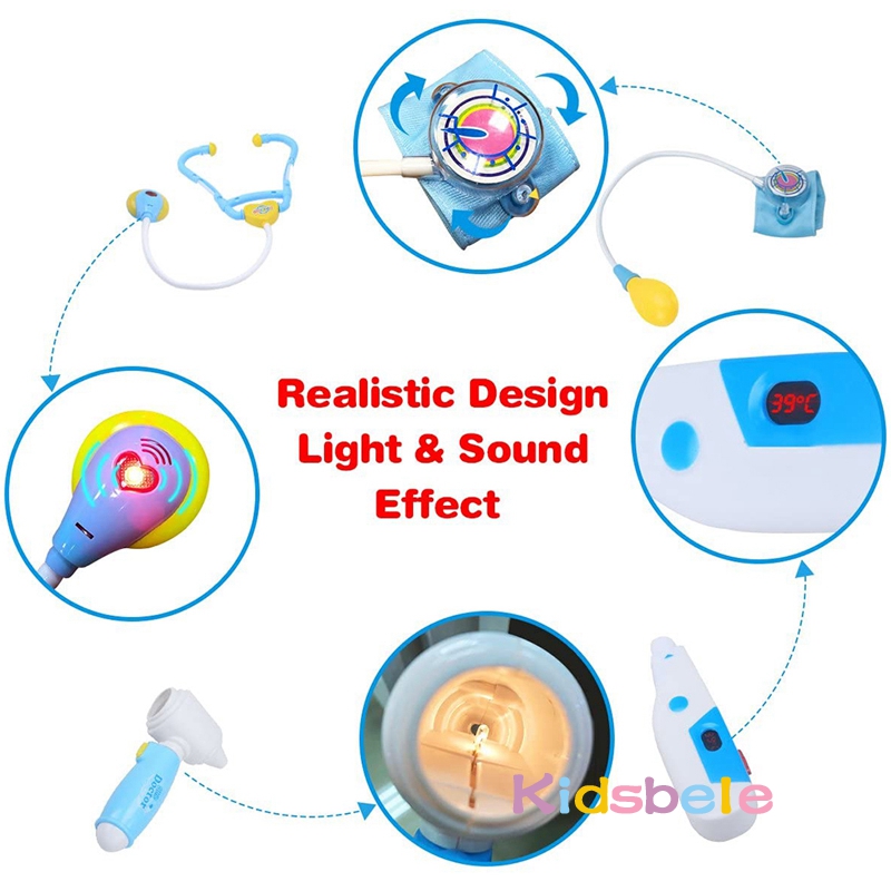 ทางการแพทย์ของเล่นเด็กหมอแกล้งทําเป็นเล่นชุด 44PCS จําลองทันตแพทย์กล่องสาวเกมการศึกษาของเล่นเด็กหูฟัง