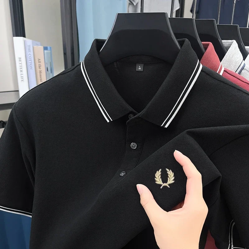 Polo de marca de lujo de manga corta para hombre, top bordado a la moda, camiseta informal transpirable cómoda de algodón 100% de verano