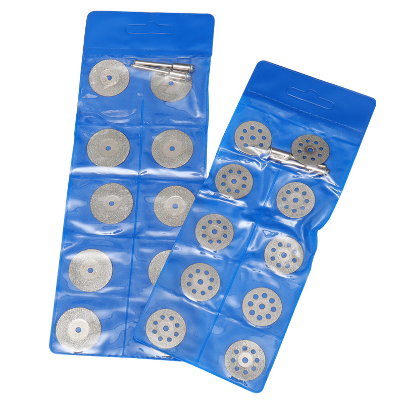 10Pcs 22mm Mini Sharp Diamond Cut Off Rotary Tool Cutting Disc Disks DIY Tools Accessories For Dremel with 2Pcs rod