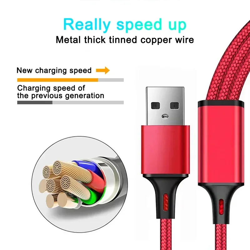 3 IN 1 USB Cable Micro USB Type C Charger Cable Multi Usb Port Fast Charging Cord For iPhone 11 12 13 Pro Max Xiaomi  Samsung