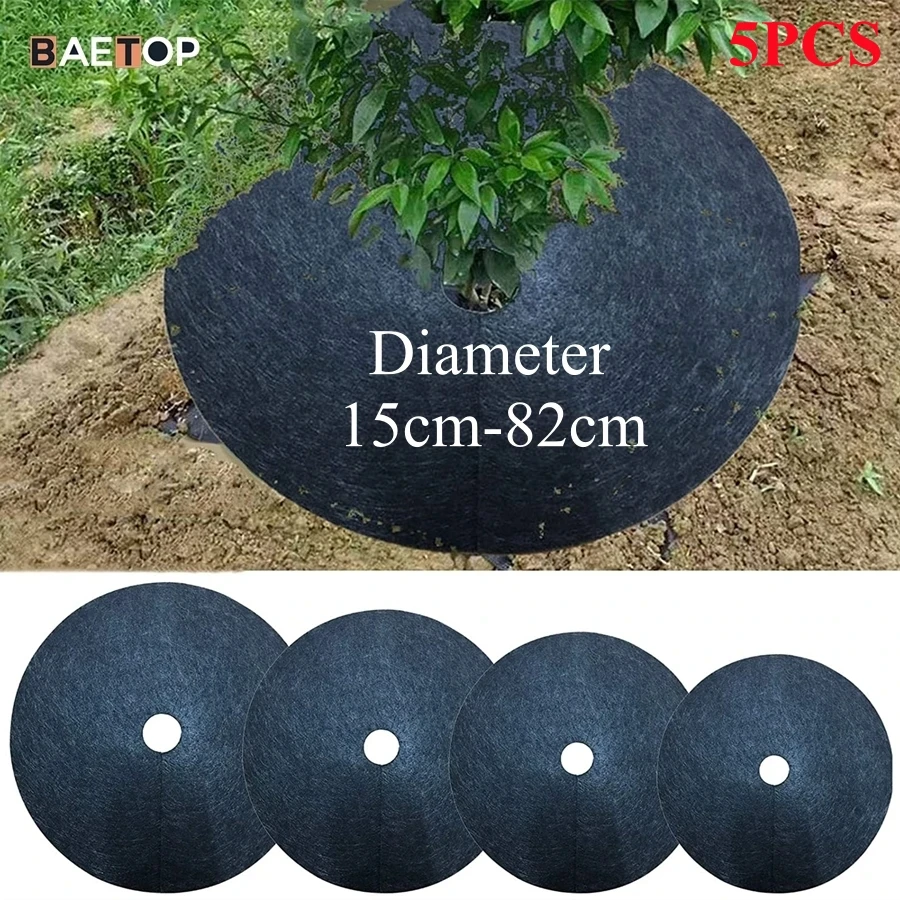 Barrera de deshierbe con anillo de mulch de árbol no tejido, estera protectora, cubierta para plantas, antihierba, Control de malezas de tela de jardinería, 15cm-82cm