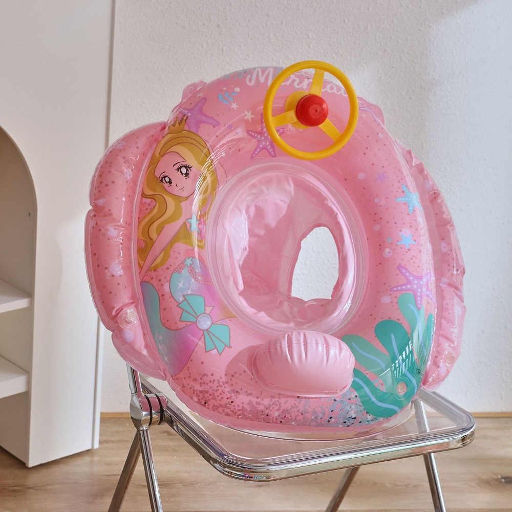 Assento flutuante inflável com volante, círculo infantil, piscina do bebê, brinquedos de praia, infantil, verão