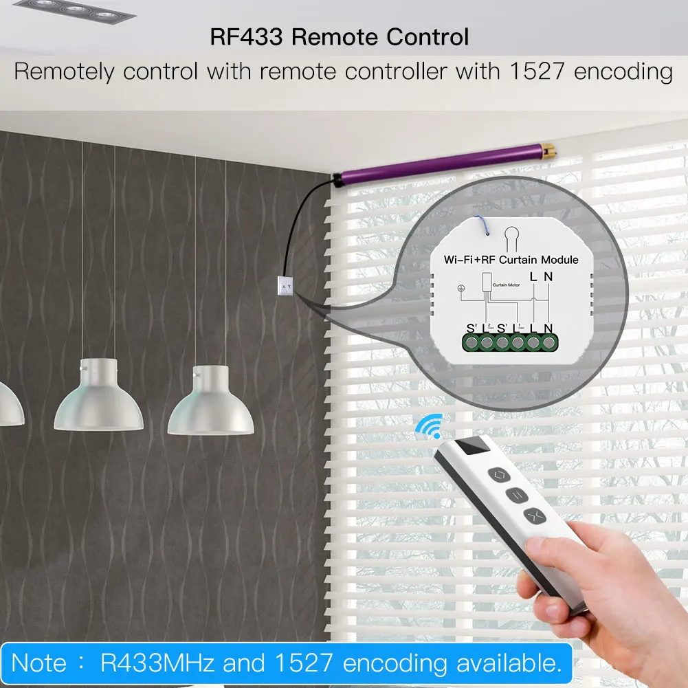 MOES WiFi RF433 interruptor de cortina ciega remoto para módulo de control de persiana enrollable eléctrica Tuya Smart Life Google Home Alexa Voice