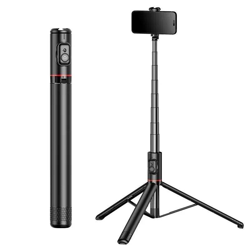 Trépied en alliage d'aluminium avec lumière d'appoint pour smartphones, support de téléphone Selfie Stick, Bluetooth évolutif, prise de vue en plein air en direct, 1.83m