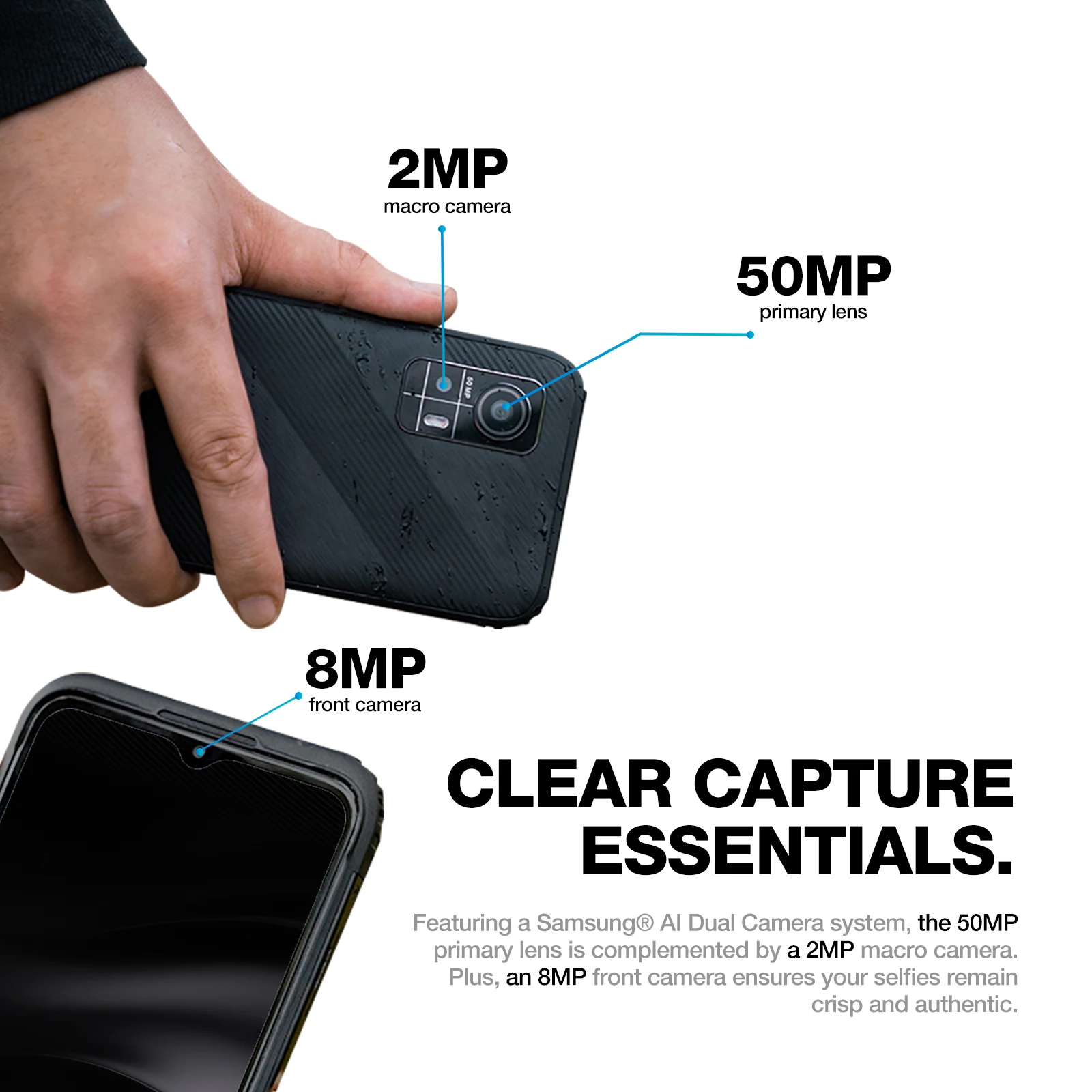 AGM H6 Smartphone resistente Cámara de 50 MP, 8 GB + 256 GB, 90 Hz 6,56' FHD + Pantalla Resistente al agua/a prueba de polvo/a prueba de golpes - Batería de resistencia