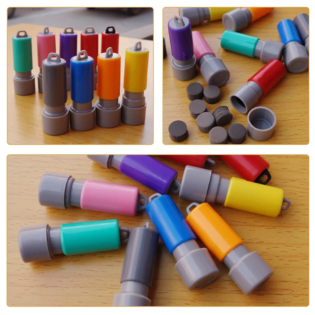 10 ชิ้นซีลกรณี Self Ink แสตมป์วันหยุดอุปกรณ์เสริม DIY พร้อม Pad Mini รอบซีลเปล่าแกะสลัก