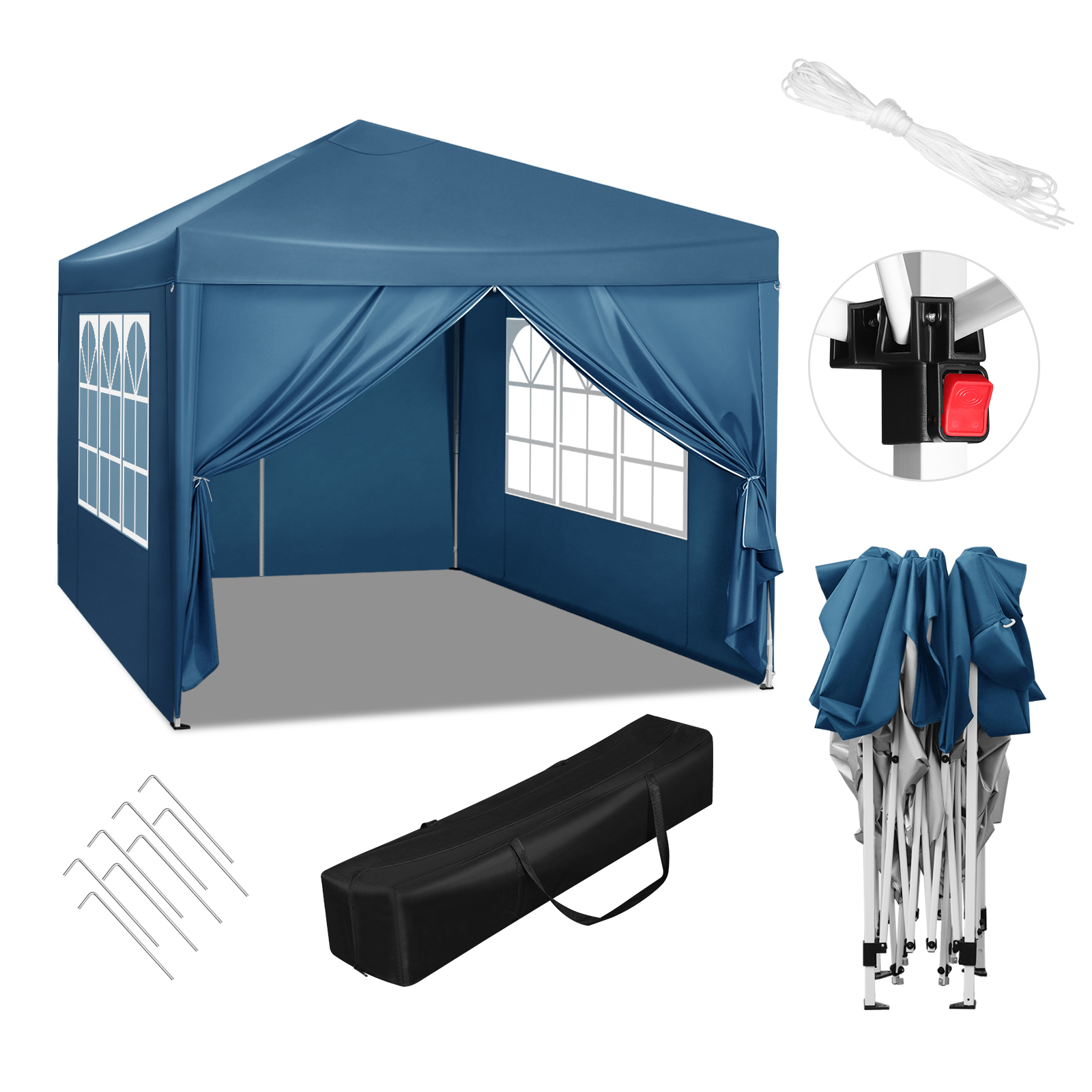 WOLTU faltbares Überdachung, Gartenzelt, 3 x 3 m, wasserdicht, UV-Sonnenschutz mit Tragetasche, Sonnenschutz, Unterschlupf, Camping, Pavillon, Pavillon