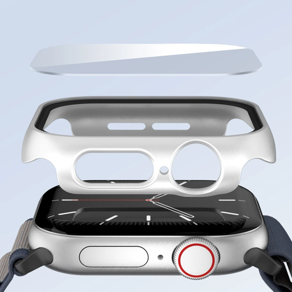 Vidrio templado + cubierta para Apple Watch 10, 42mm, 46mm, protector de pantalla de parachoques de PC duro mate, accesorios iWatch series 10 42/46