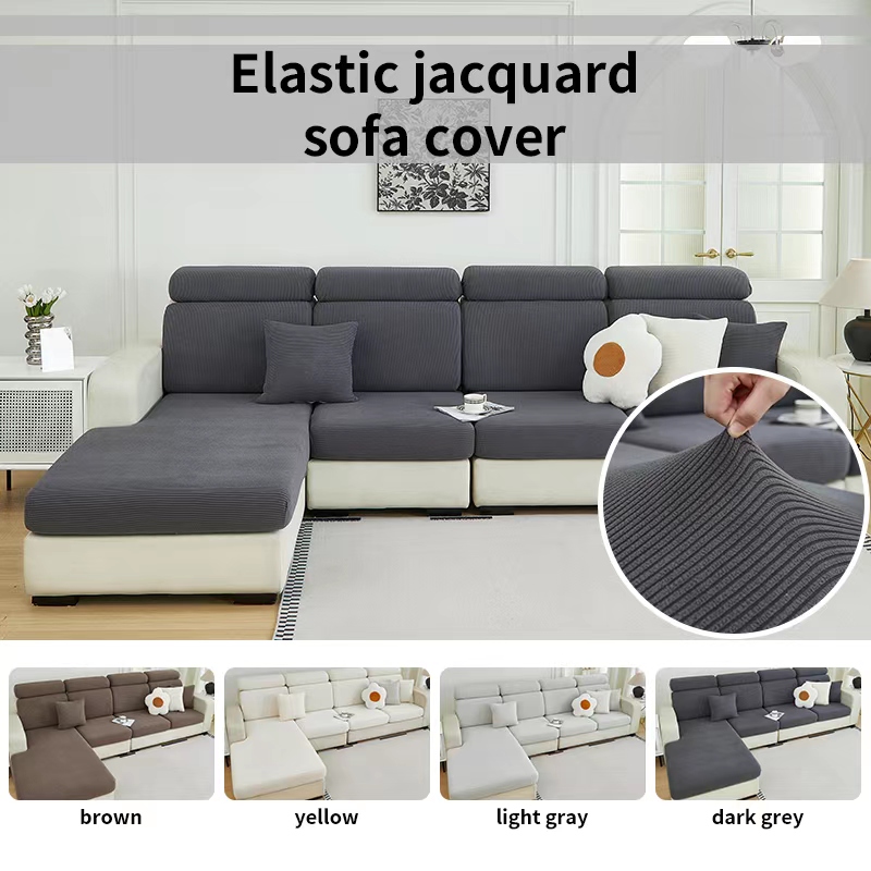 1-teiliger Sofa-Sitzbezug aus elastischem Jacquard für das Wohnzimmer, leicht zu reinigender Couchbezug mit Streifenmuster